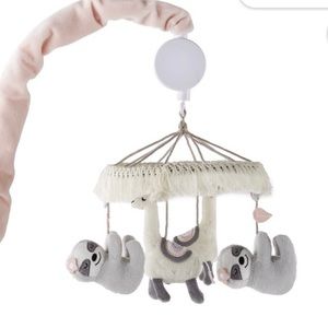 Levtex Musical Rotating Crib Mobile Llamas & Sloths Grey, Cream, Pink, White